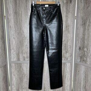 Aritzia Wilfred Melina Faux Leather Pants High Rise Black Color Size 6 Tall NEW